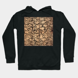 abstract wooden art with drawings of trees in black lines Hoodie